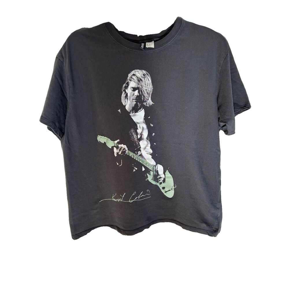 Divided Kurt Cobain Nirvana Dark Gray Graphic T-Shirt Size M